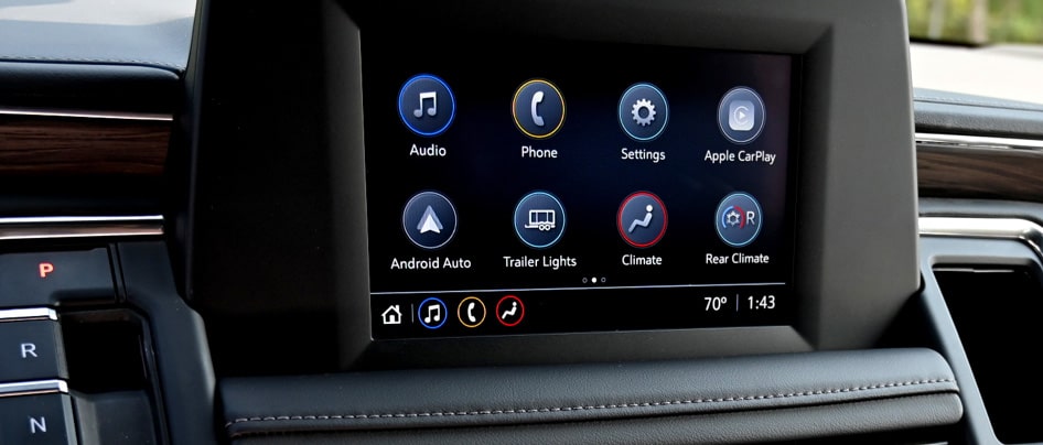 Close-up view of Chevrolet police vehicle infotainment system.