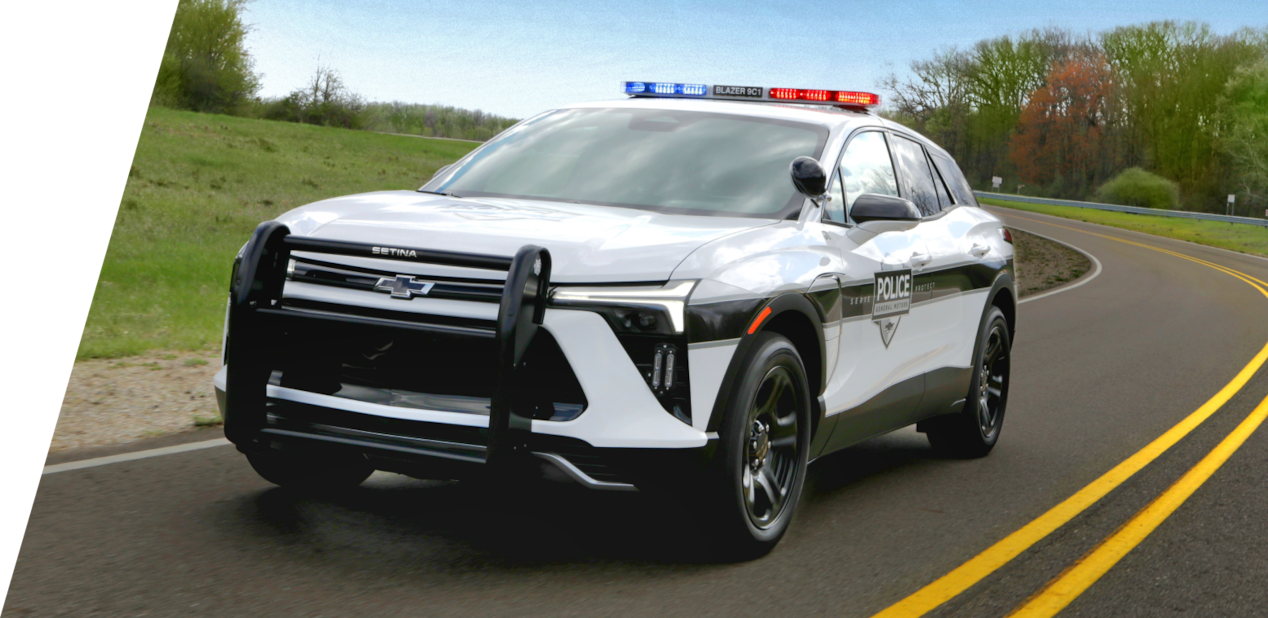 GM Envolve Chevrolet Blazer EV PPV driving alone on a road.