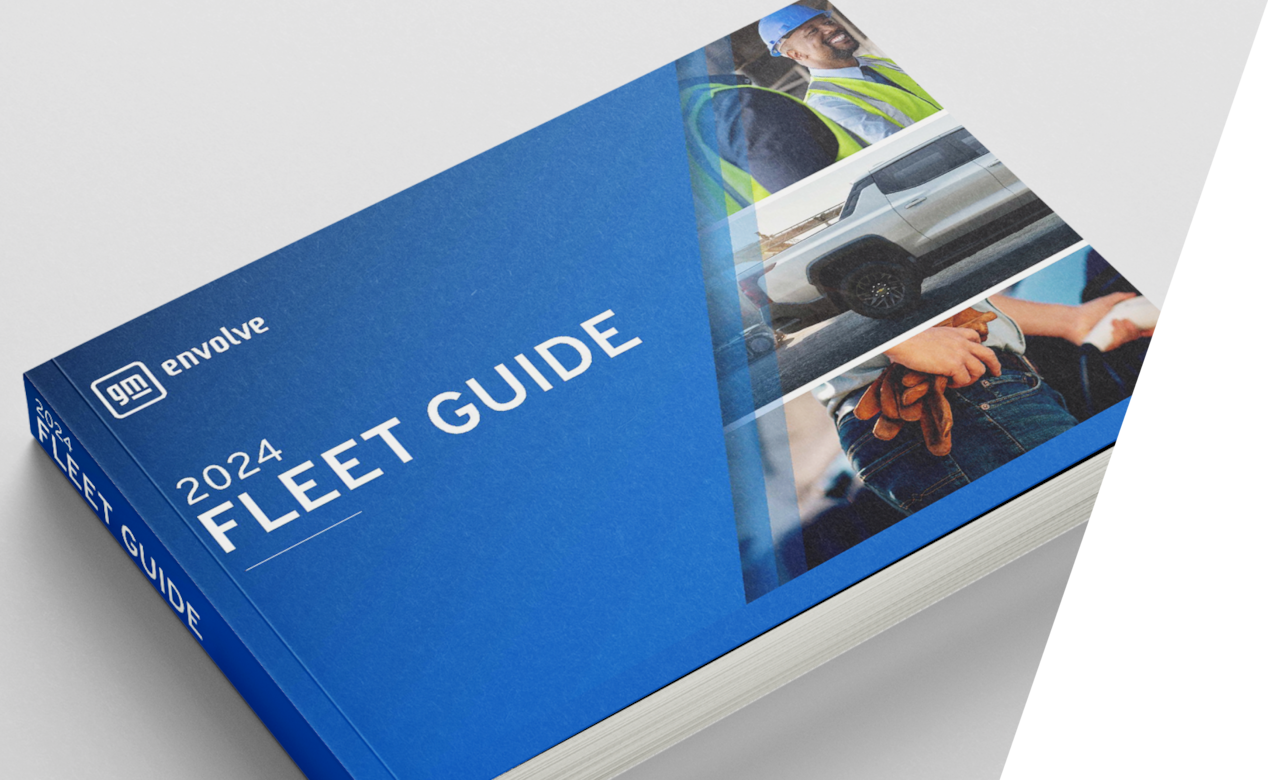 GM Envolve Chevrolet Blazer EV PPV fleet guide book resting on a flat surface.