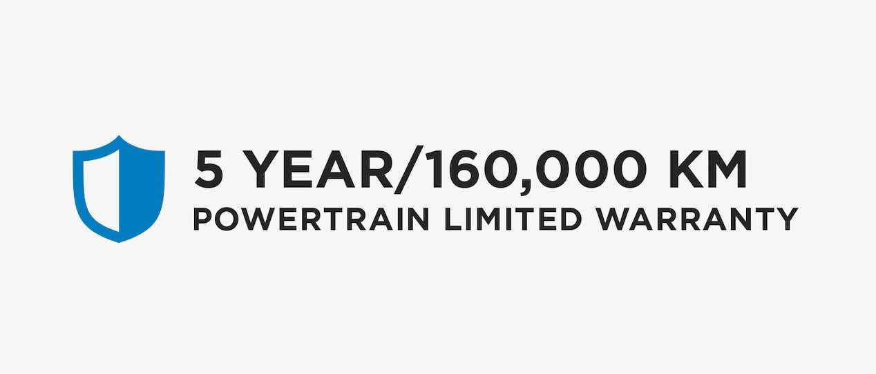 5 year/160,000 km limited warranty coverage logo.