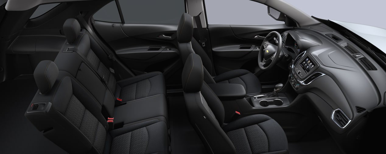 Panoramic view of the leathery interiors of the 2024 Chevrolet Equinox.