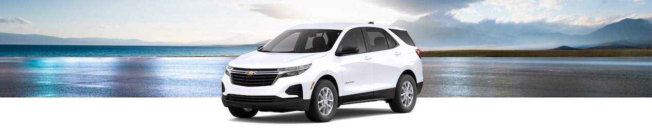 Front-side view of the 2024 Chevrolet Equinox on a lake background.