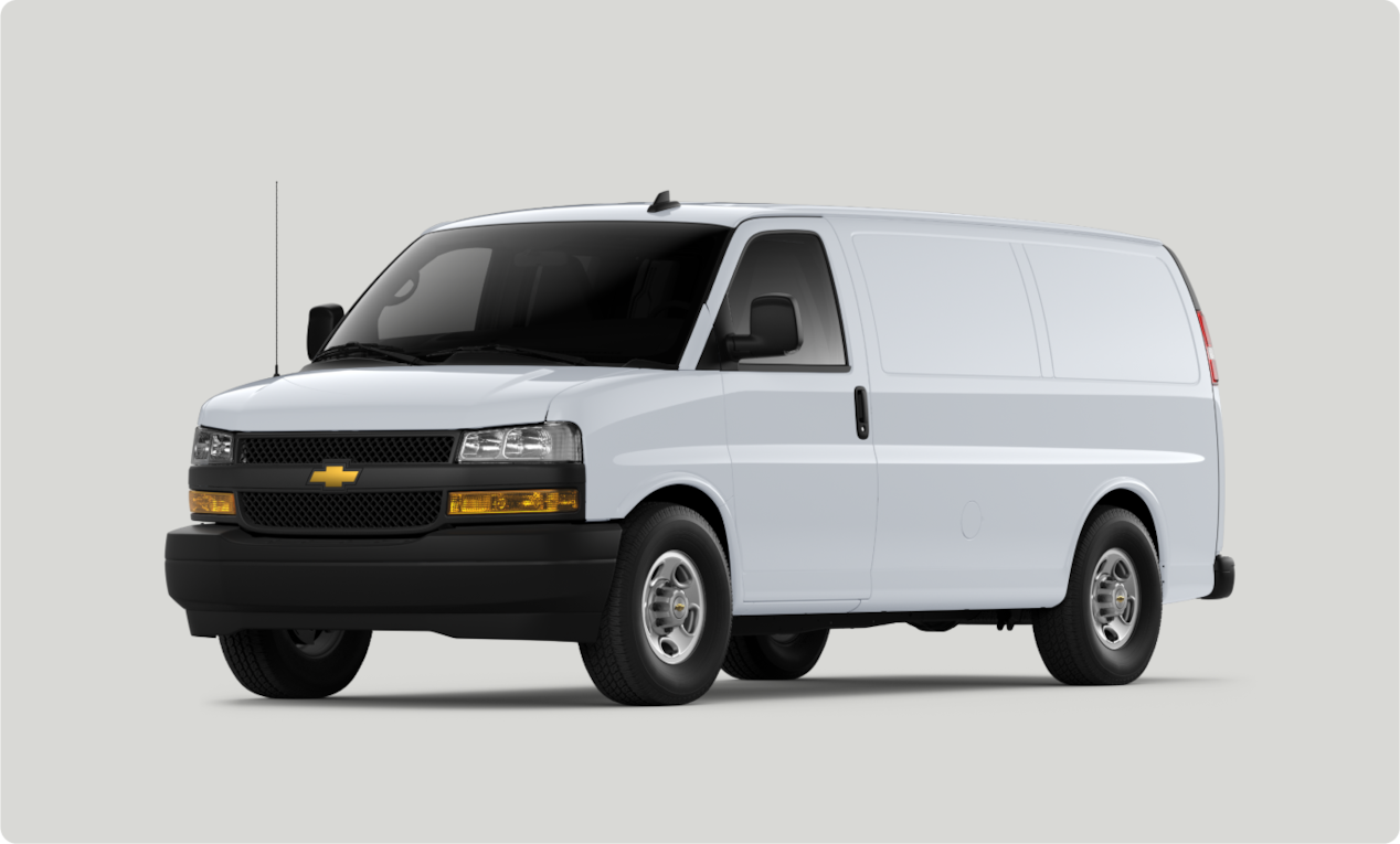 Front-side view of Chevrolet Express Passenger Van.