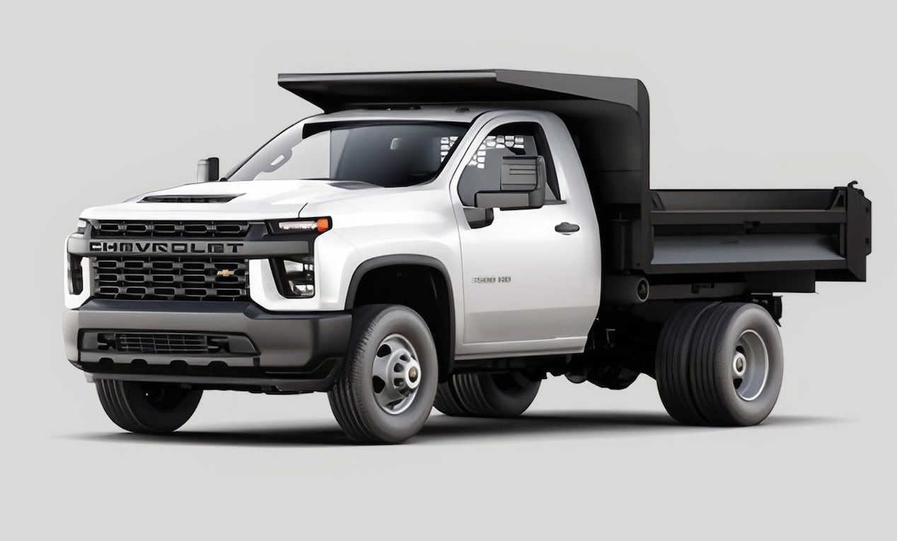 Front-side view of Silverado 3500 Heavy Duty Chassis Cab Truck.