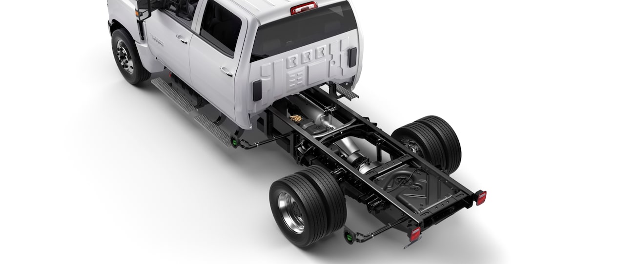 Top-side view of the chassis of a GM Envolve Upfit vehicle.