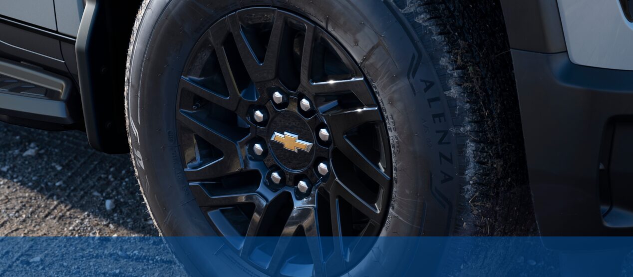 Closeup of a Wheel on the Chevrolet Silverado Electric Truck