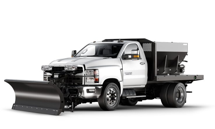 Front Three-Quarters View of the 2023 Chevrolet Silverado With Snow Plow Upfit Application