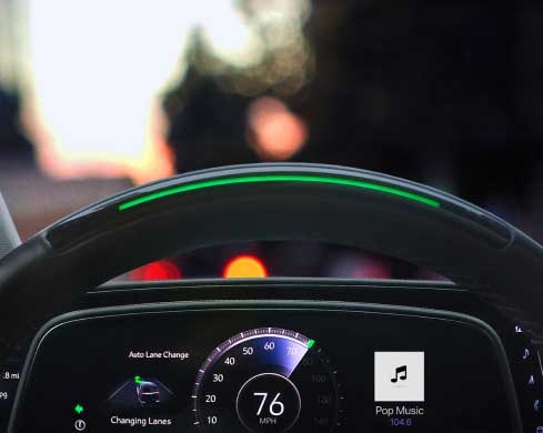 Close-up of the SuperCruise feature in Use on a GM Vehicle