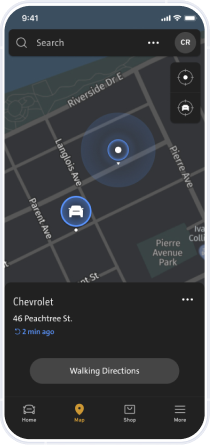 Find My Vehicle feature available on OnStar's vehicle mobile app.